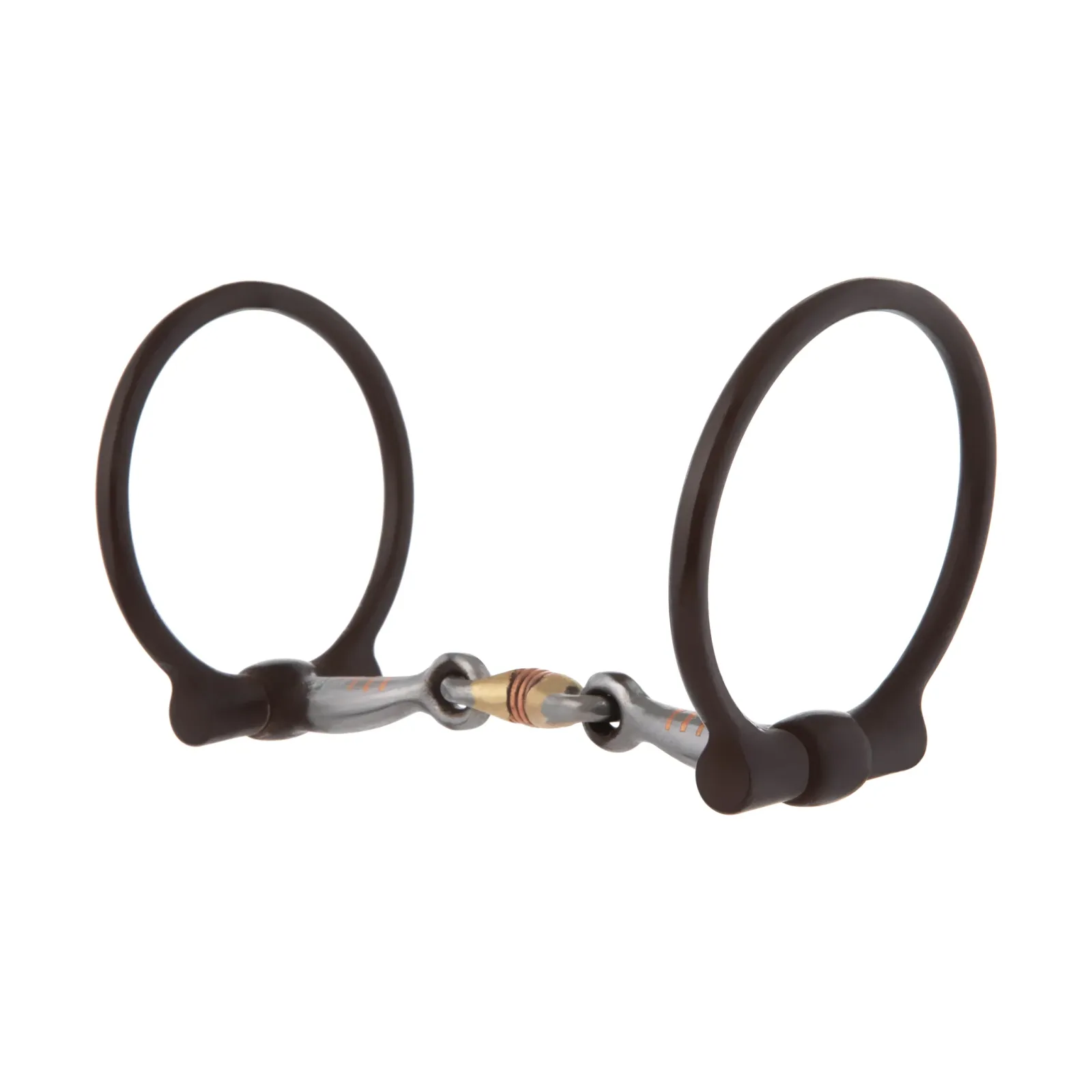 All Purpose Offset D Ring Snaffle Bit with 5" Sweet Iron Copper Wire Wrapped Dogbone Mouth