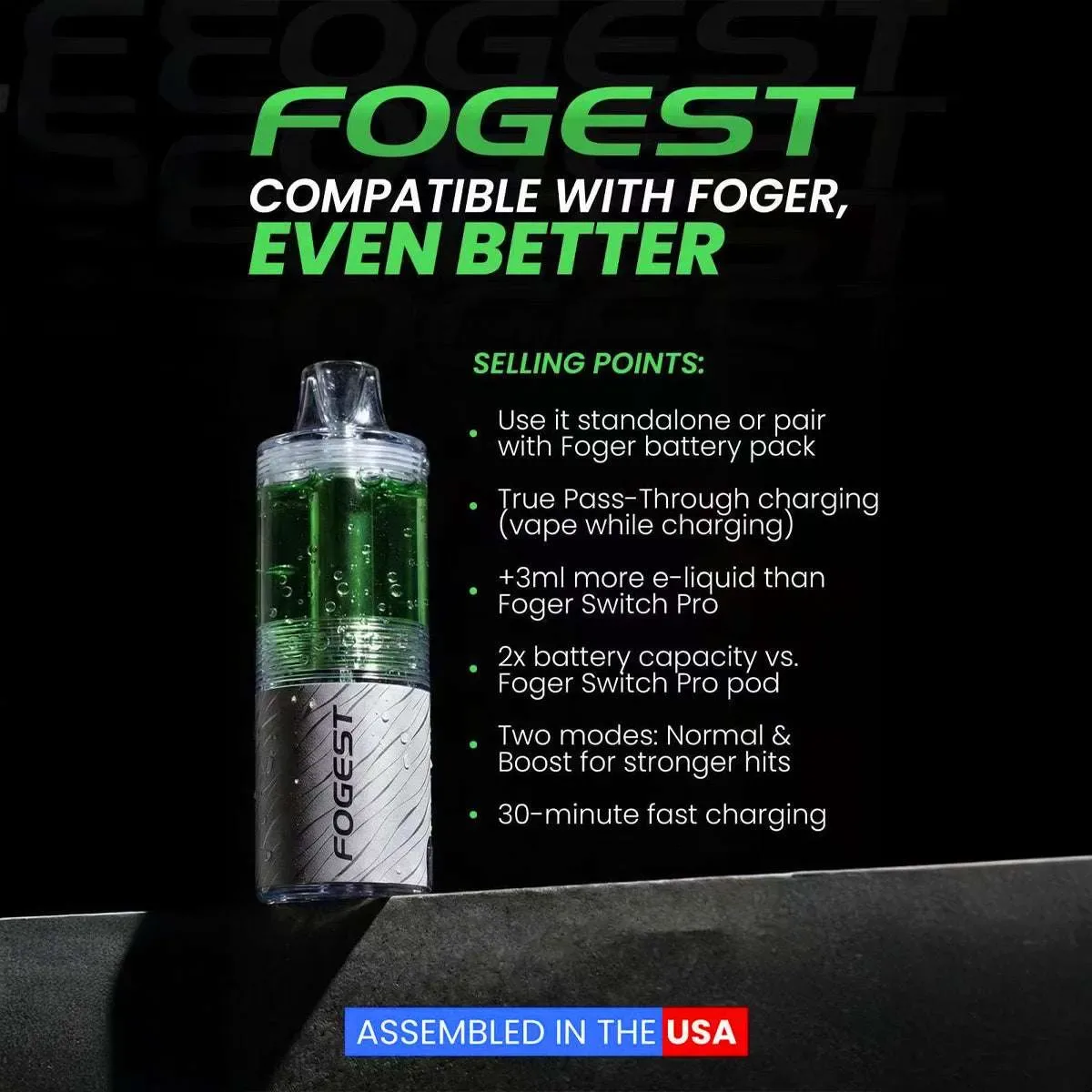 Assembled in USA | FOGEST 40K Disposable Device POD – 40,000 Puff - Image 2