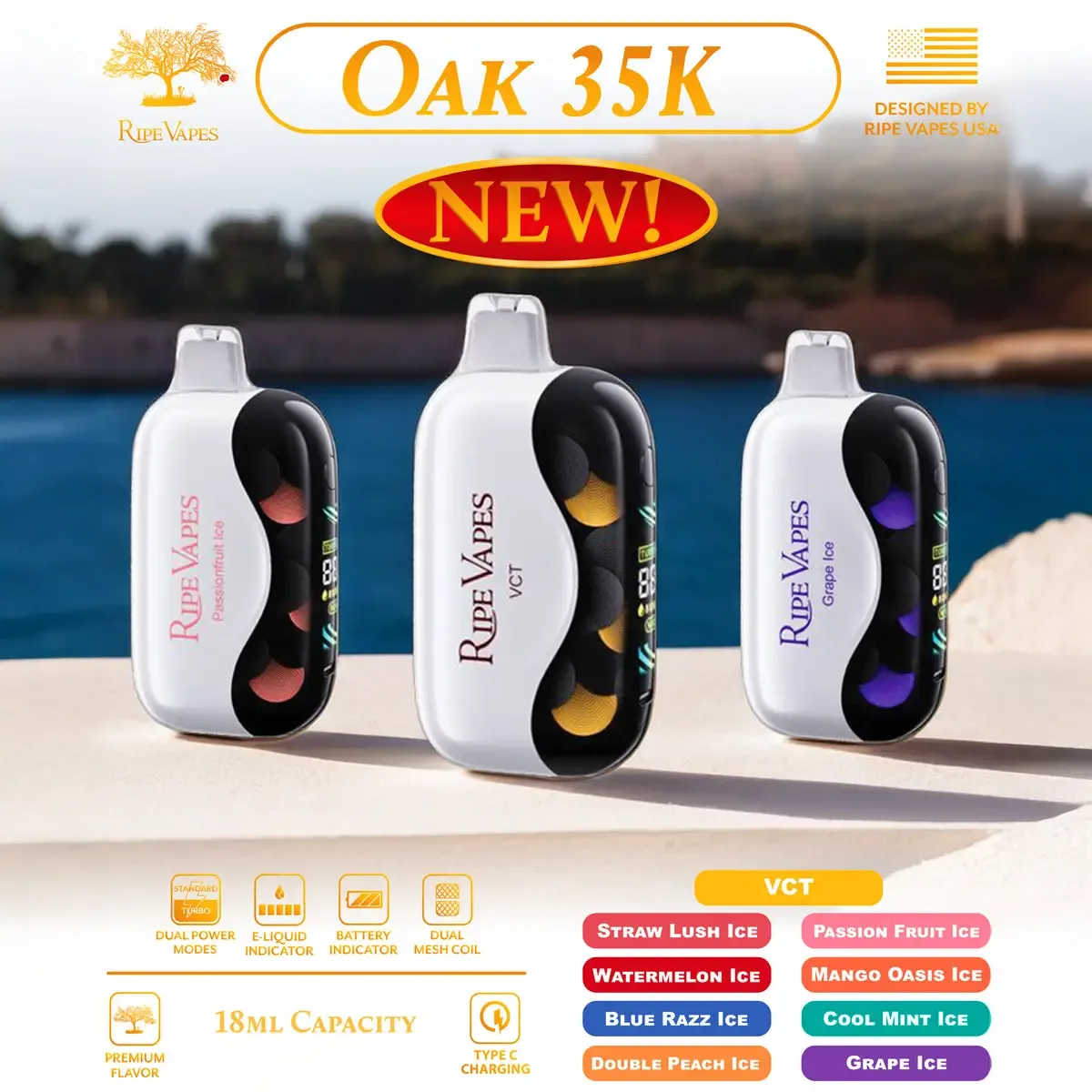 Assembled in USA | Ripe Vapes OAK 35K Disposable Device – 35,000 Puffs