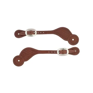 Basketweave Skirting Leather Spur Straps, Regular, Brown