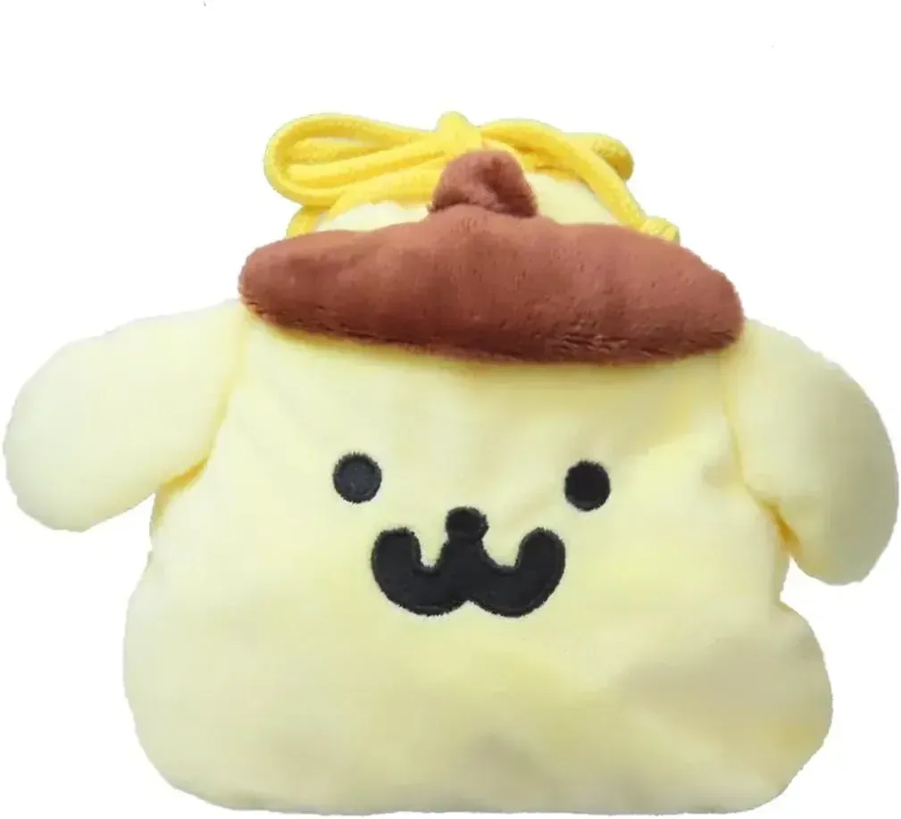 Ensky Pom Pom Purin Mofu Face Drawstring Bag 6.3 x 6.3 in Close