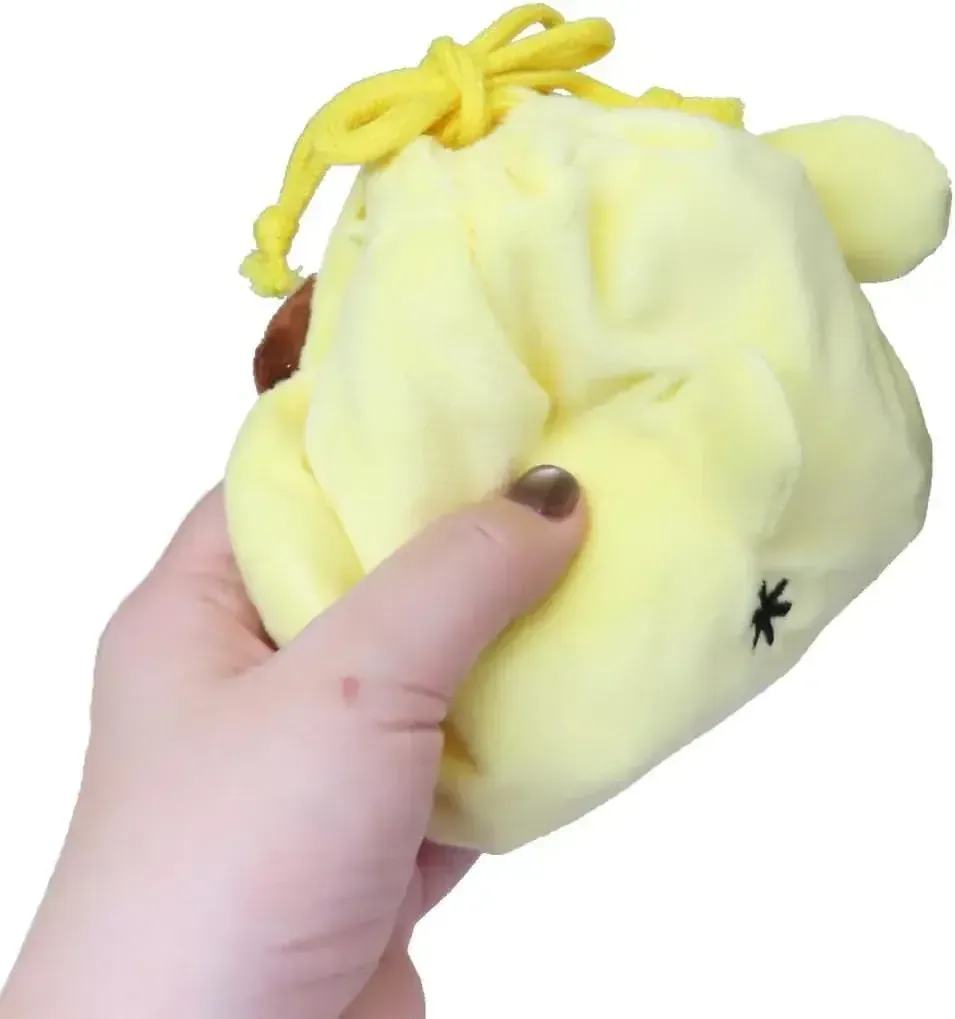 Ensky Pom Pom Purin Mofu Face Drawstring Bag 6.3 x 6.3 in Close - Image 2