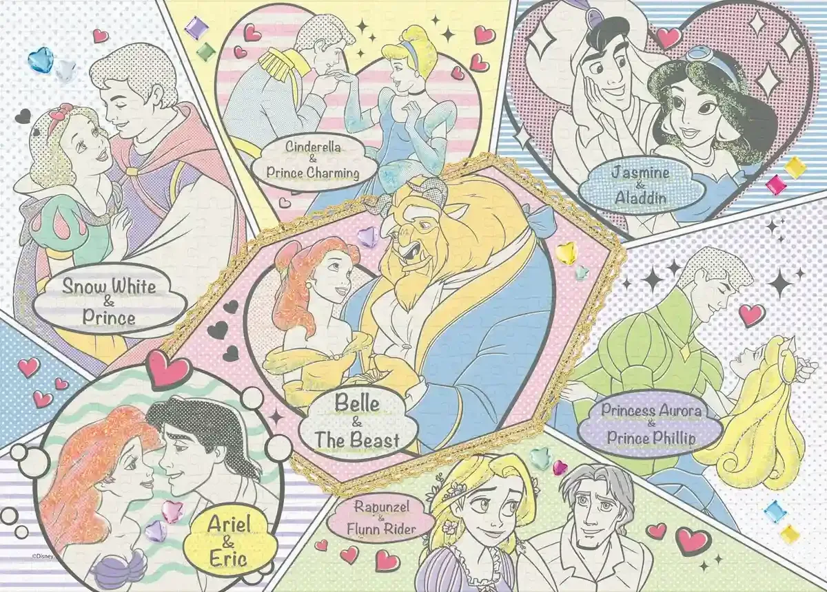 Epoch 500 Piece Disney Best Couples Jigsaw Puzzle 38x53 cm with Glue