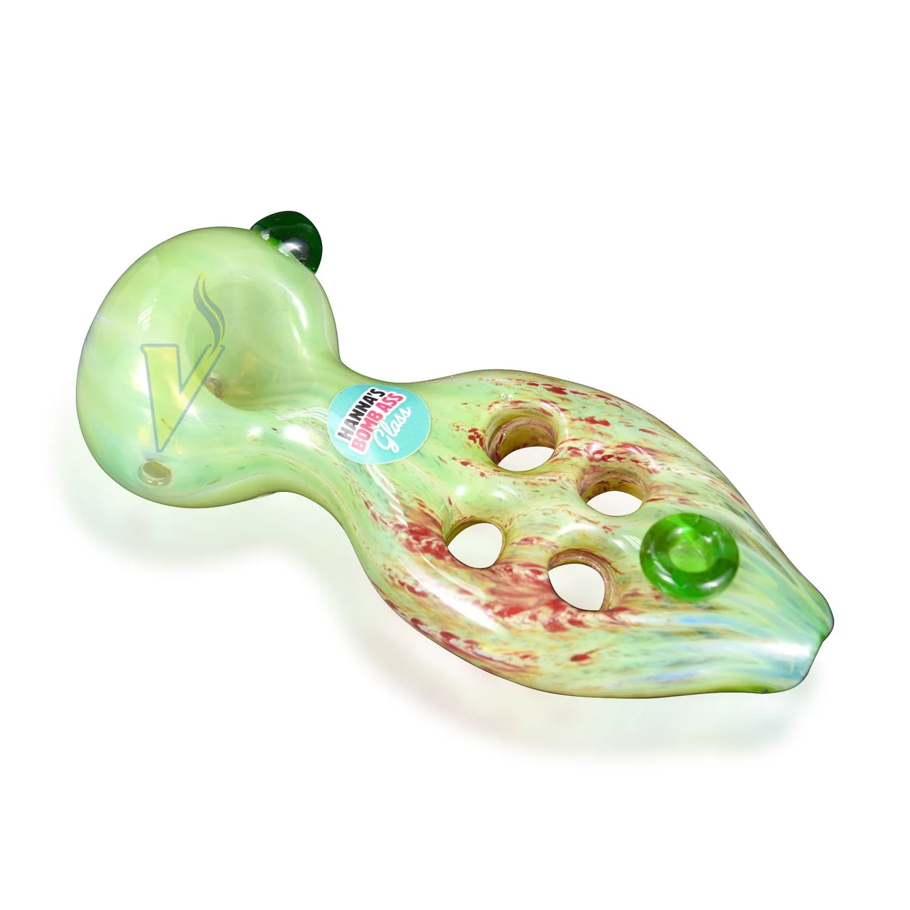 Hanna's Bomb Ass Glass 5" Four Hole Hand Pipe