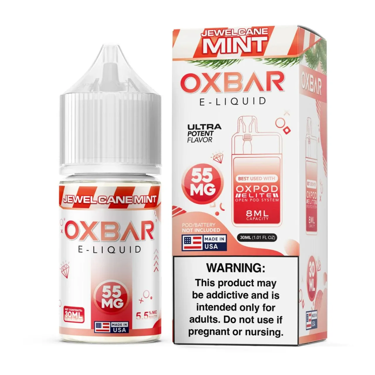 JewelCane Mint Tobacco Free Nicotine Salt 30ml | Pod x Oxbar Juice