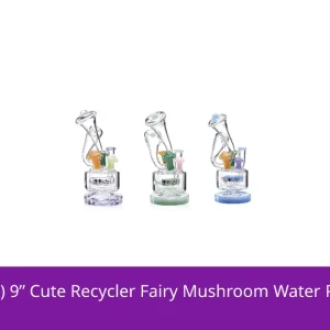 Lookah (Dab Rig) 9” Cute Recycler Fairy Mushroom Water Pipe