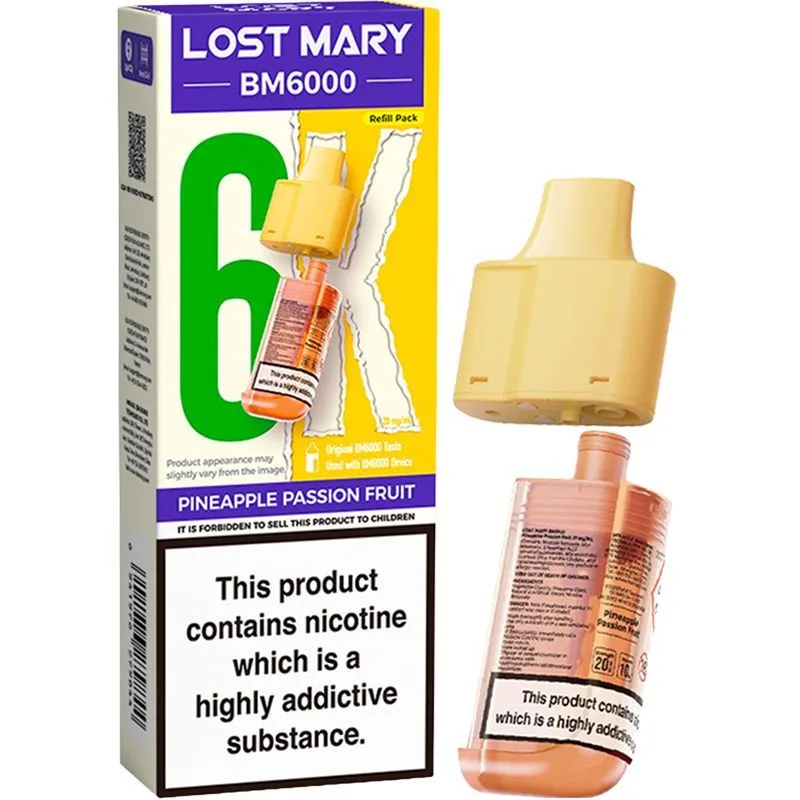 Pineapple passion fruit Lost Mary BM6000 pod & refill 12ml