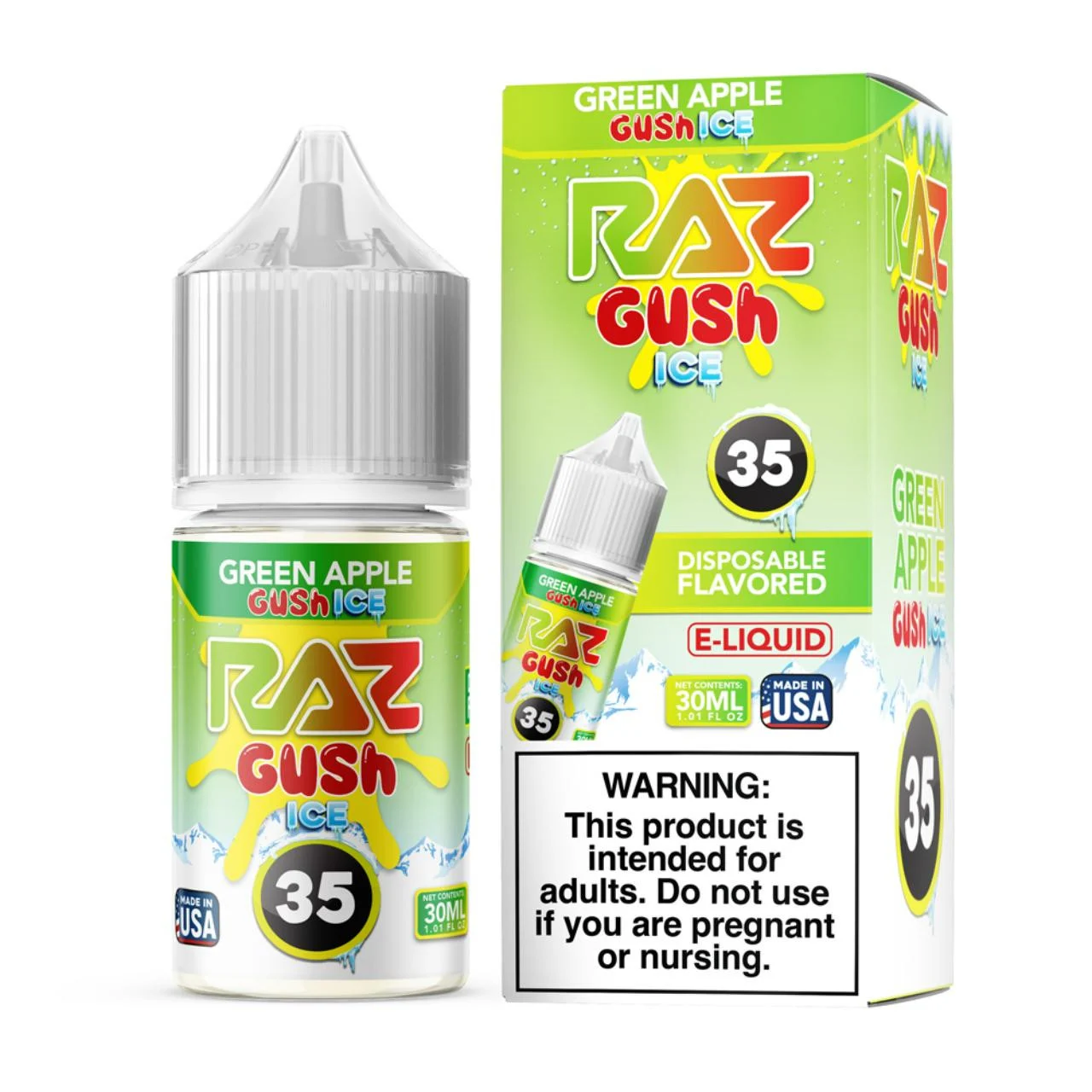 Pod Juice X Raz Green Apple Gush Ice Nixodine 30ml Salt E-Juice