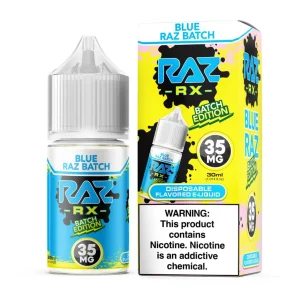 Pod Juice RX Raz Blue Raz Batch Tobacco Free Nicotine 30ml Salt E-Juice