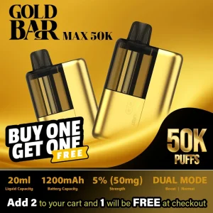 Gold Bar Max Nixodine Disposable Kit | 50K Puffs - Buy 1 Get 1 Free