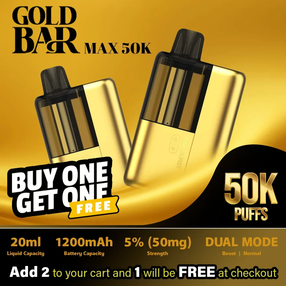 Gold Bar Max Nixodine Disposable Kit | 50K Puffs - Buy 1 Get 1 Free