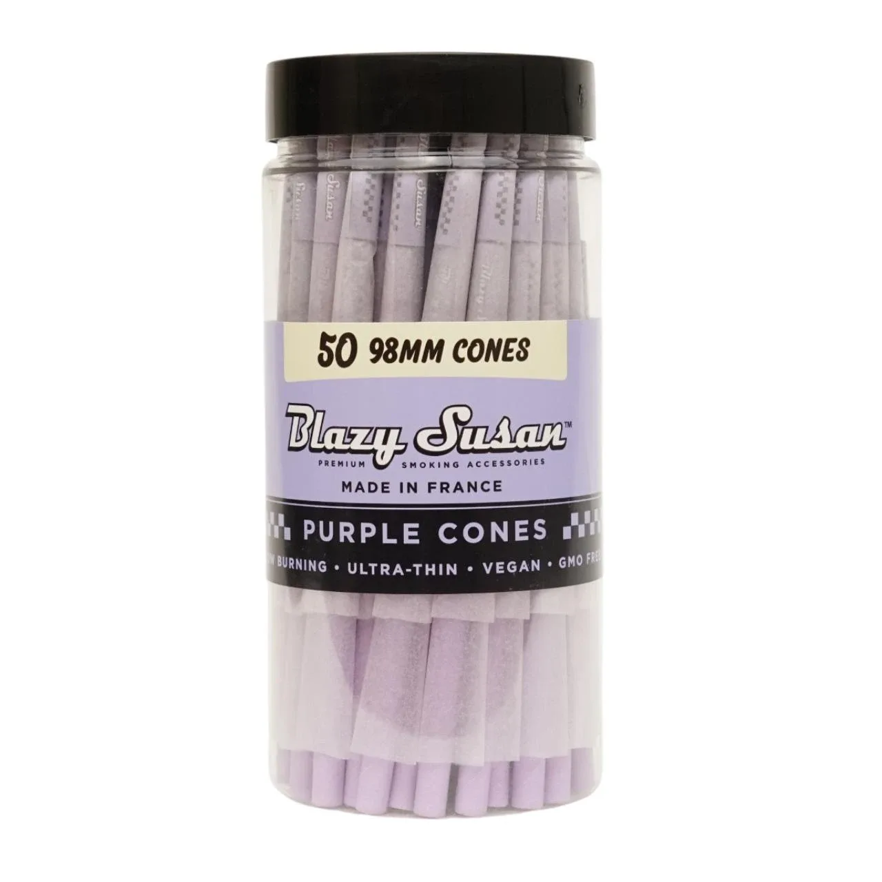 BLAZY SUSAN CONES 98MM PURPLE JAR | 50 COUNT