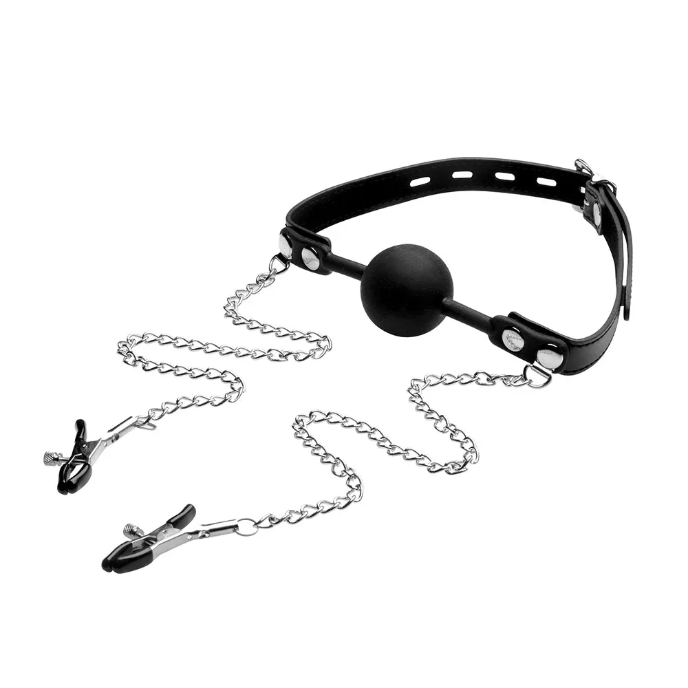 Strict Silicone Ball Gag With Nipple Clamps - Image 2