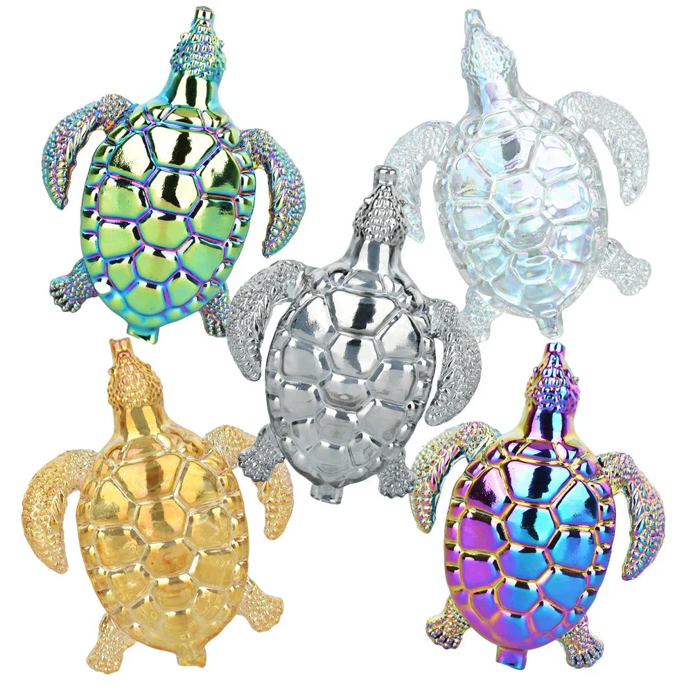 Luxurious Loggerhead Electroplated Glass Hand Pipe - 4.5" / Colors Vary - Image 2