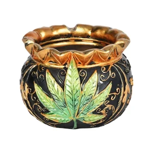 Royal Leaf Cauldron Secret Storage Polyresin Ashtray - 4.5"