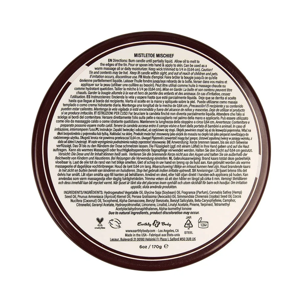 Earthly Body Hemp Seed 3-in-1 Massage Candle Mistletoe Mischief 6 oz. - Image 2