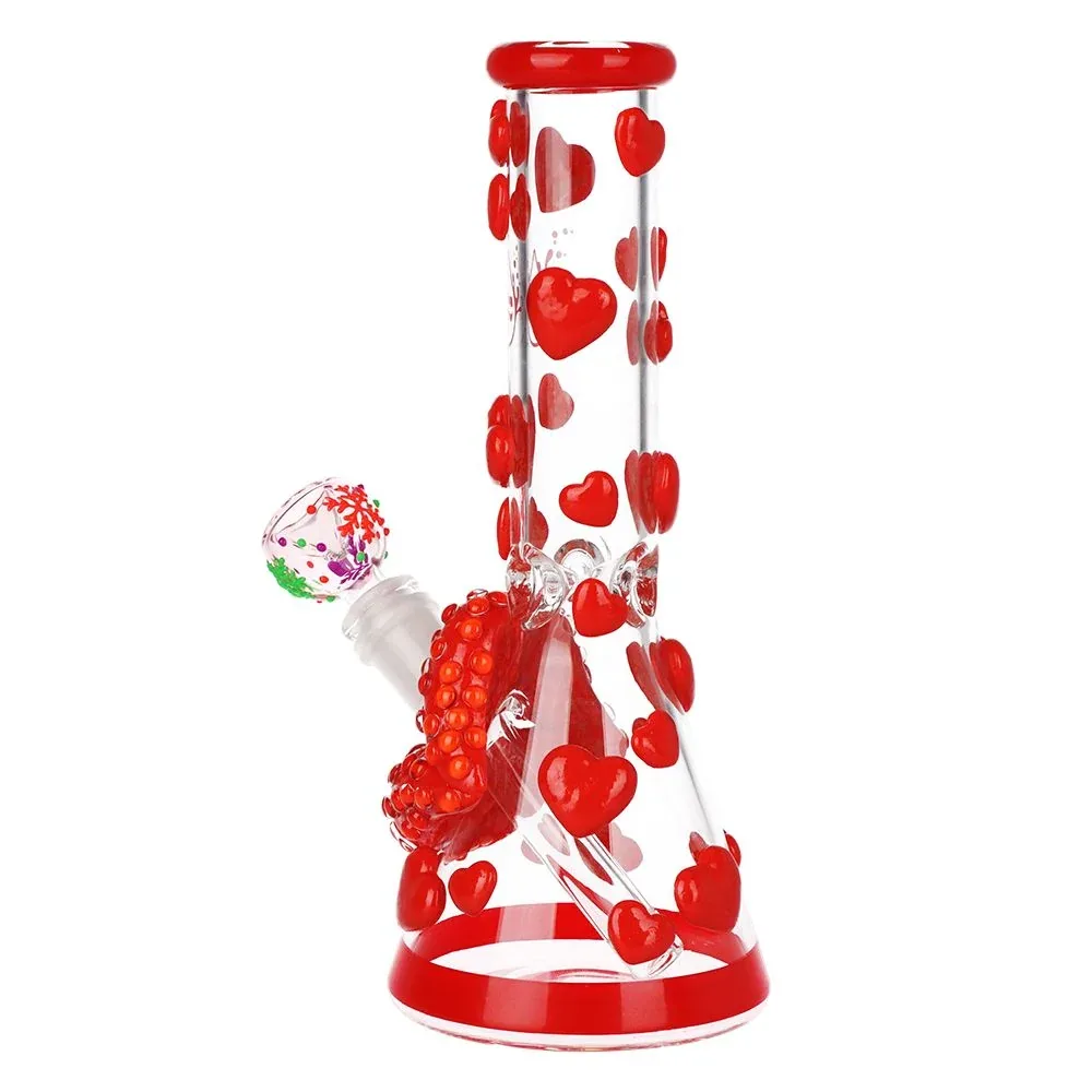 Pulsar Kiss My Lips Glow In Dark Beaker Glass Water Pipe - 9.75" / 14mm F - Image 2