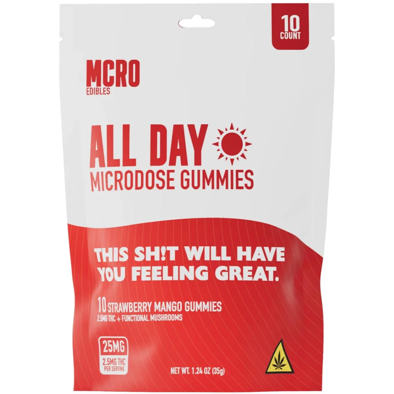 MCRO Microdose Gummies All Day 25MG - Strawberry Mango