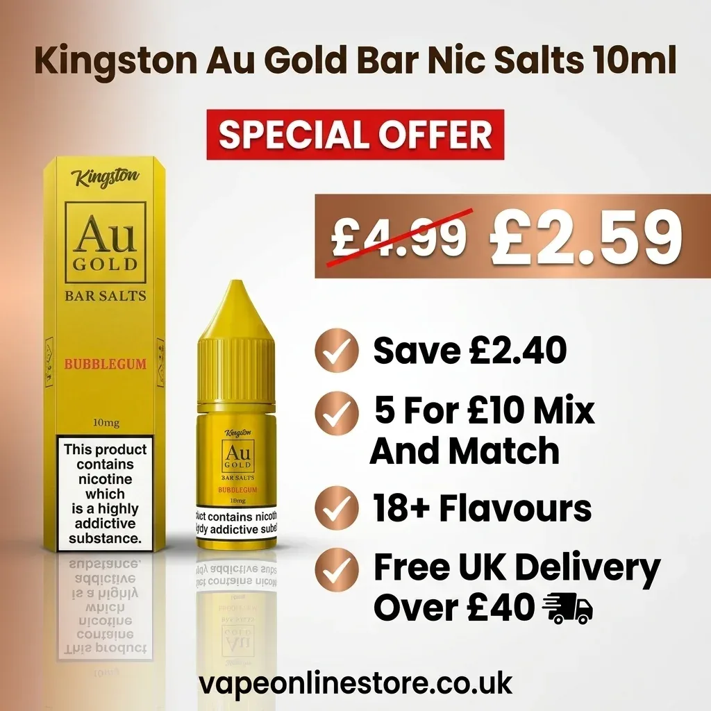 Buy Kingston Au Gold Bar Nic Salts 10ml - Image 2