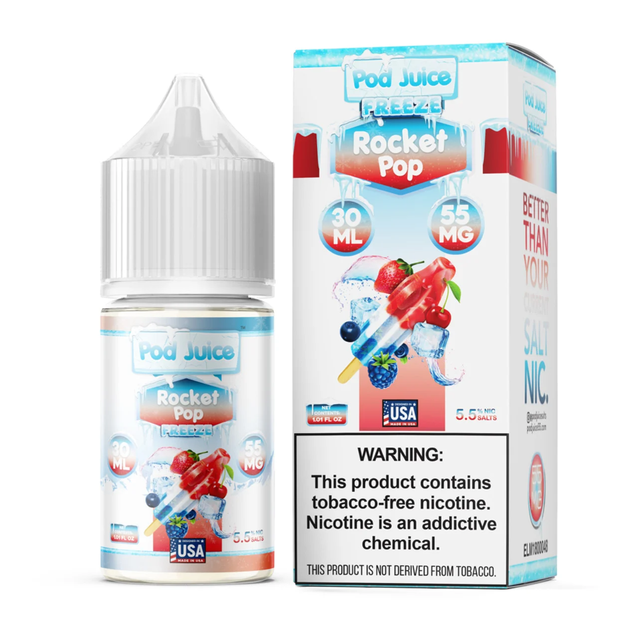 Salt Rocket Pop Freeze Tobacco Free Nicotine E-Juice 30ml | Pod Juice