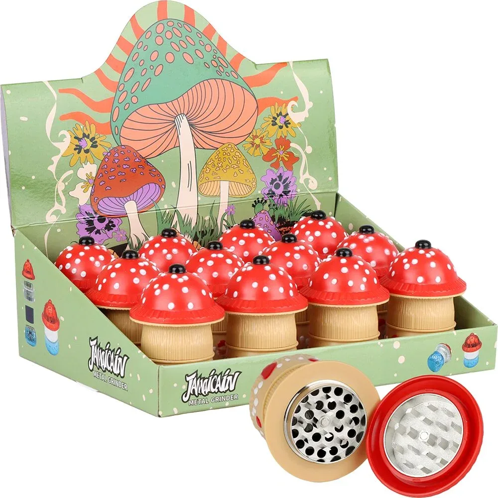Mushroom Acrylic Grinder - 3pc / 1.5" 12ct