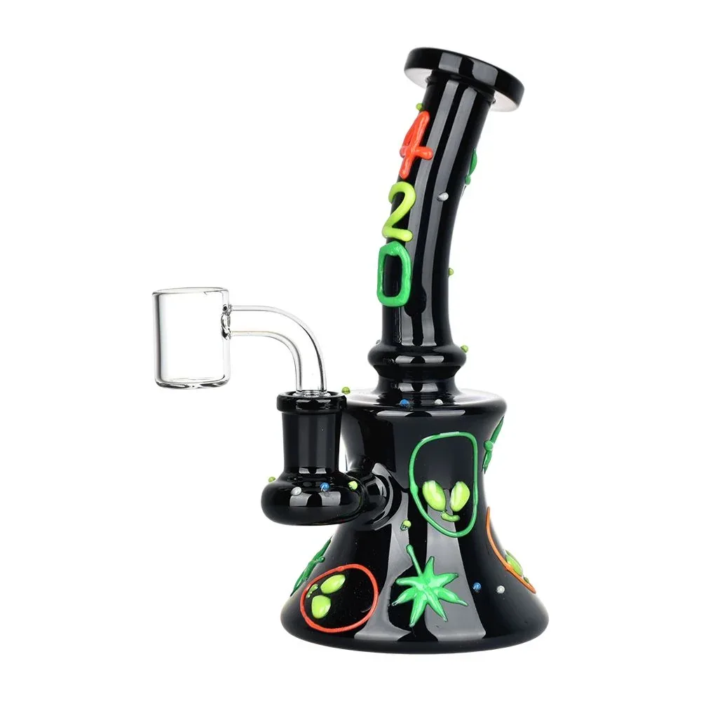 Alien 420 Glow In The Dark Glass Dab Rig - 6.5" / 14mm F - Image 2