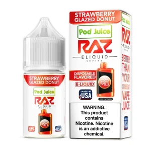 Strawberry Glazed Donut Pod Juice RAZ Disposable Collab Nic Salt E