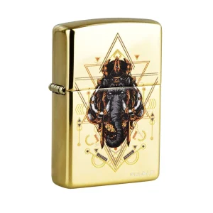 Zippo Lighter - Pulsar King Mammoth - High Polish Brass