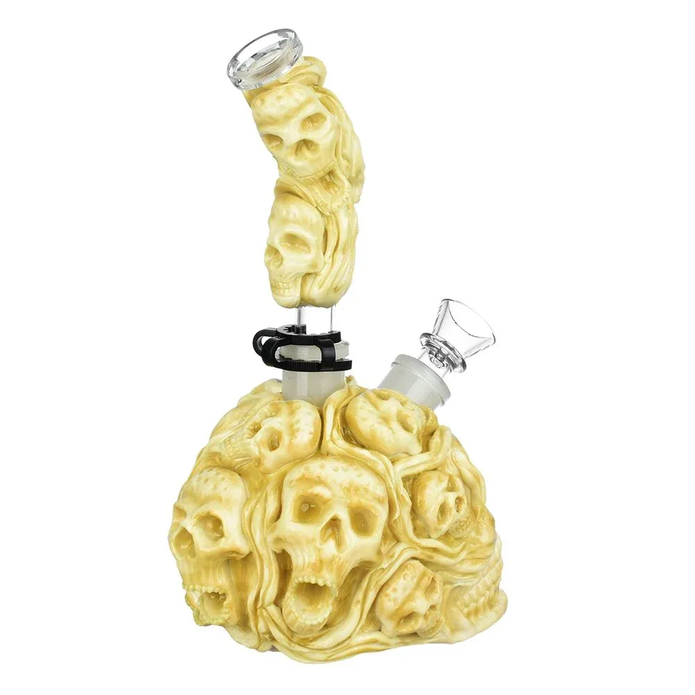 Skull Pile Sugar Skull Glass Water Pipe - 9.5" / 19mm F - Image 2