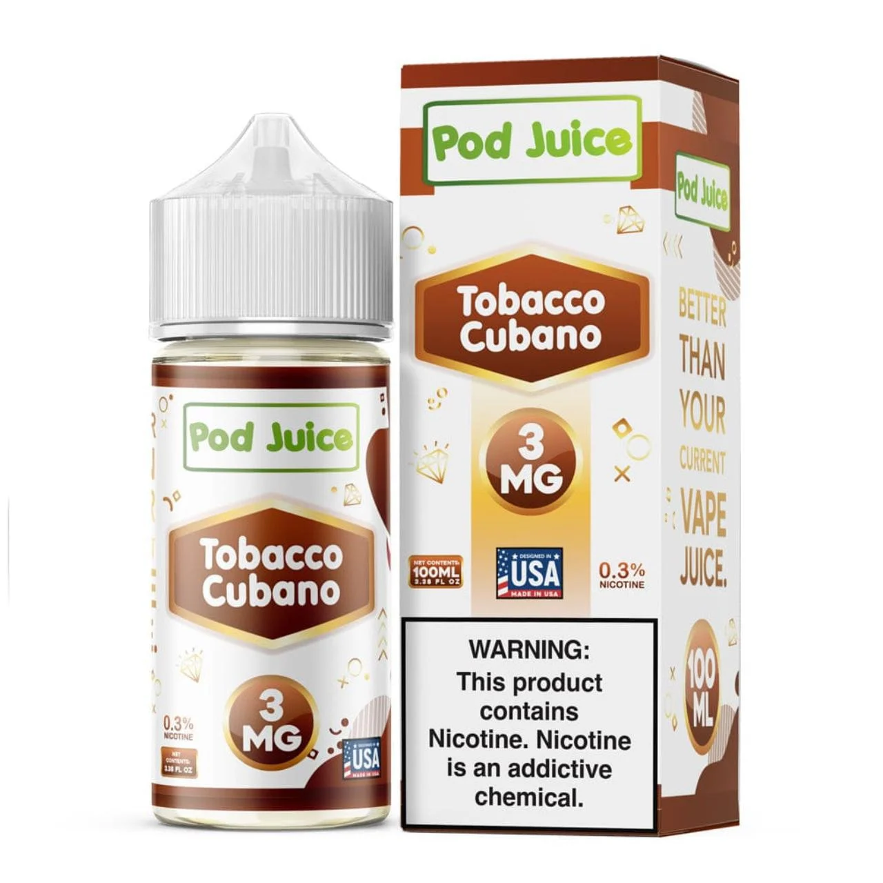 Tobacco Cubano Tobacco Free Nicotine 100ML E-Juice | Pod Juice