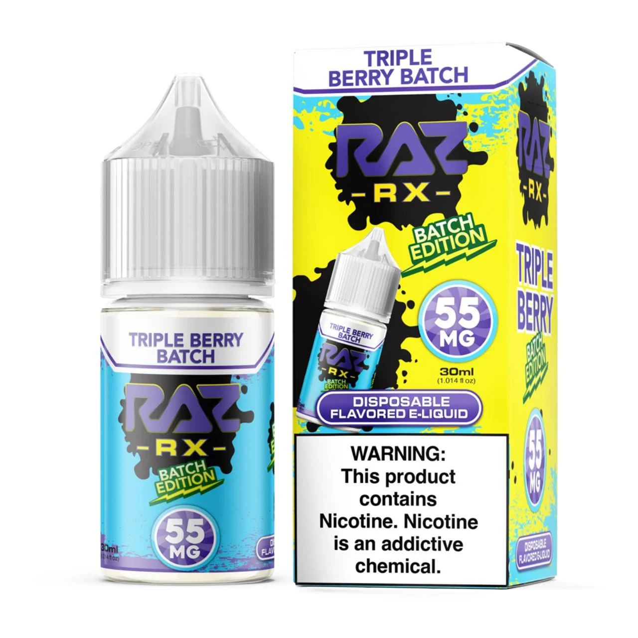 Pod Juice RX Raz Triple Berry Batch Tobacco Free Nicotine 30ml Salt E-Juice