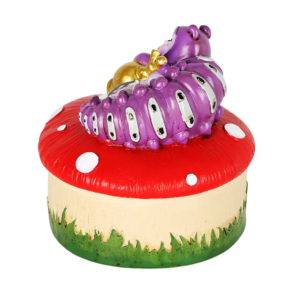 Caterpillar Mushroom Polyresin Trinket Box - 3.5" x 4.5" - Image 2