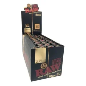 RAW Black Classic Cone 1 1/4 & King Size - 32pk Box
