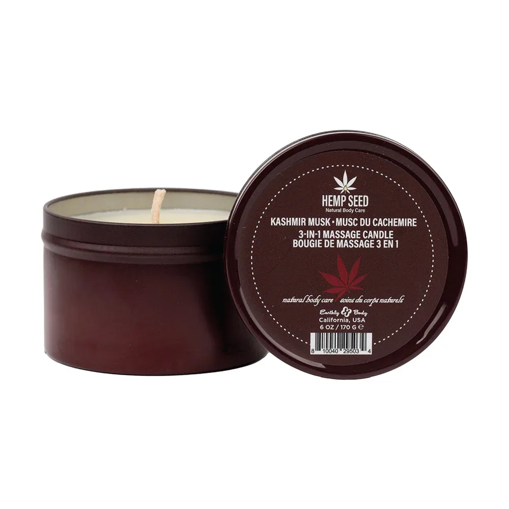 Earthly Body Hemp Seed 3-in-1 Massage Candle Kashmir Musk 6 oz.