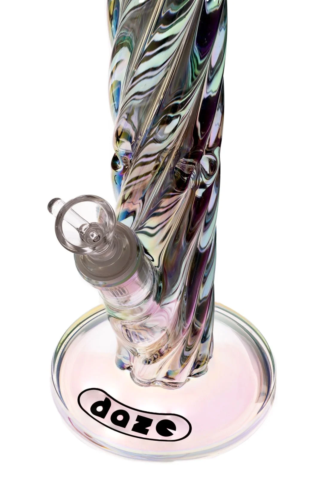 Daze Glass - 12 Inch Iridescent Rainbow Spiral Glass Water Pipe - Image 2