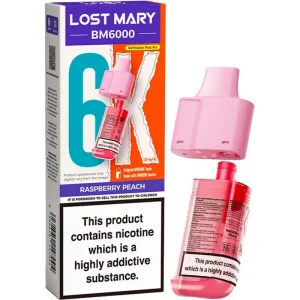 Raspberry peach Lost Mary BM6000 pod & refill 12ml
