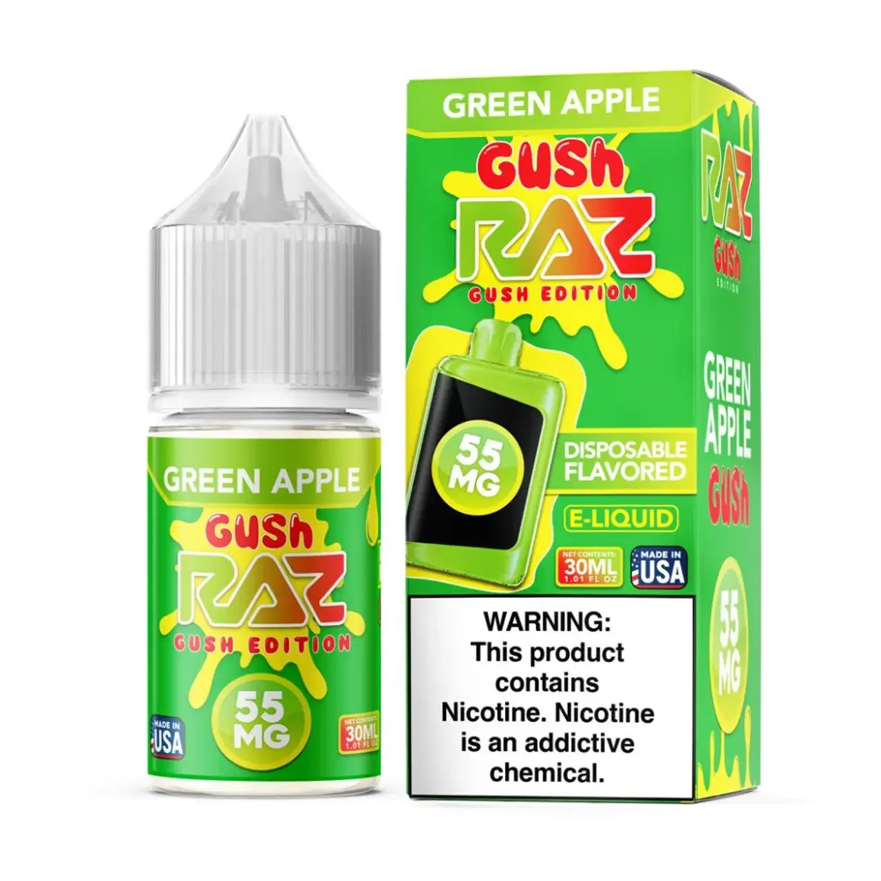 RAZ Salt “GUSH EDITION” – Green Apple Gush – 30ML E-Liquid