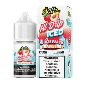 Salts Iced White Peach Strawberry 30ml E-Juice | Hi Drip