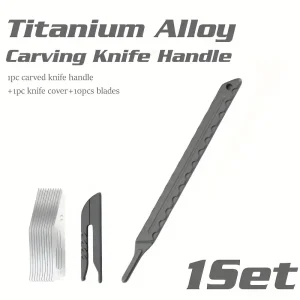 Titanium Alloy Carving Knife Handle w/ 10 Carbon Steel Blades