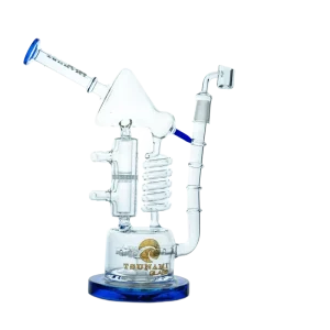 Tsunami 12″ Glass Water Pipe – Double Shower Head Sprinkler Honeycomb Twist Recycler