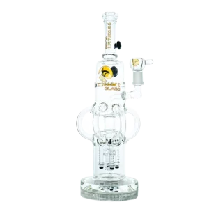Tsunami 14″ Glass Water Pipe – Rocktapus Quad Rocket Button Perc
