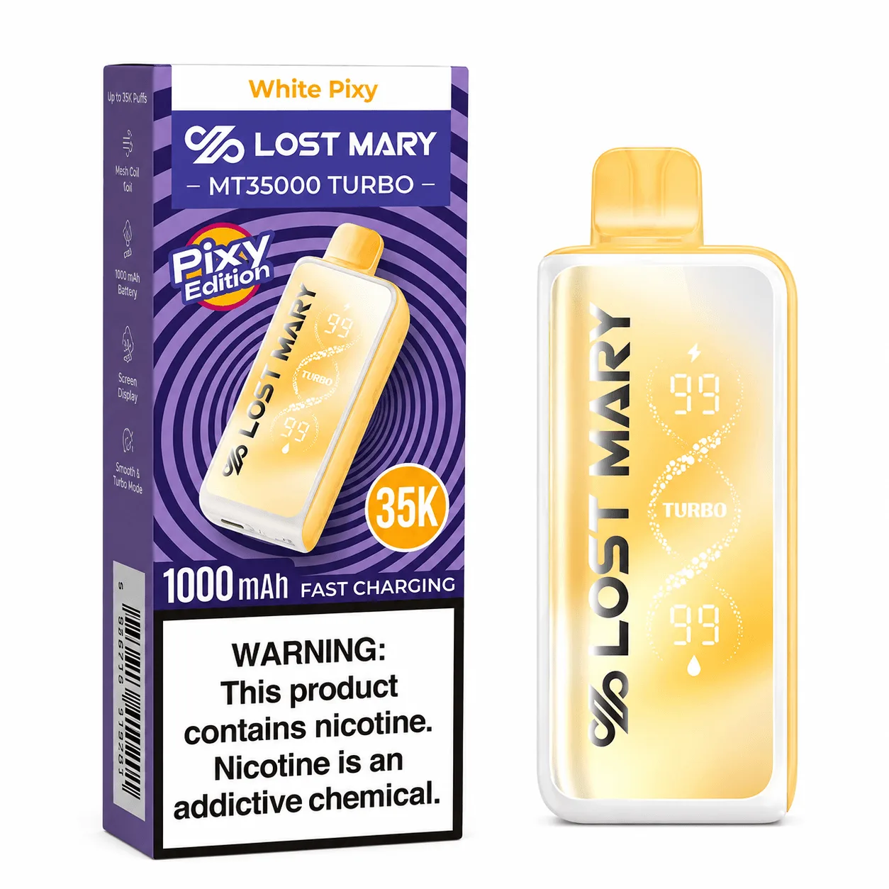 White Pixy Lost Mary MT35000 Turbo