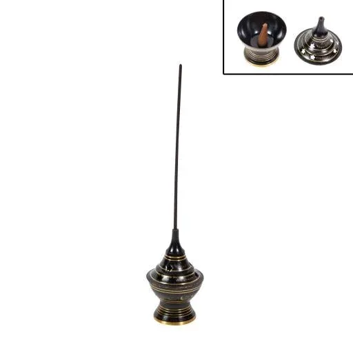 ZenN - Brass Black & Golden Mini Incense Burner (Stick/Cone)