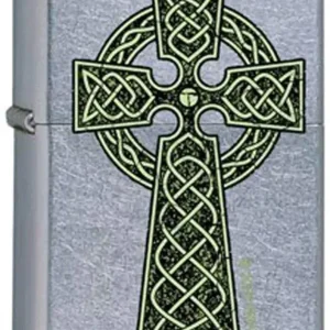 Zippo Lighter - Celtic Irish Green Knot Cross