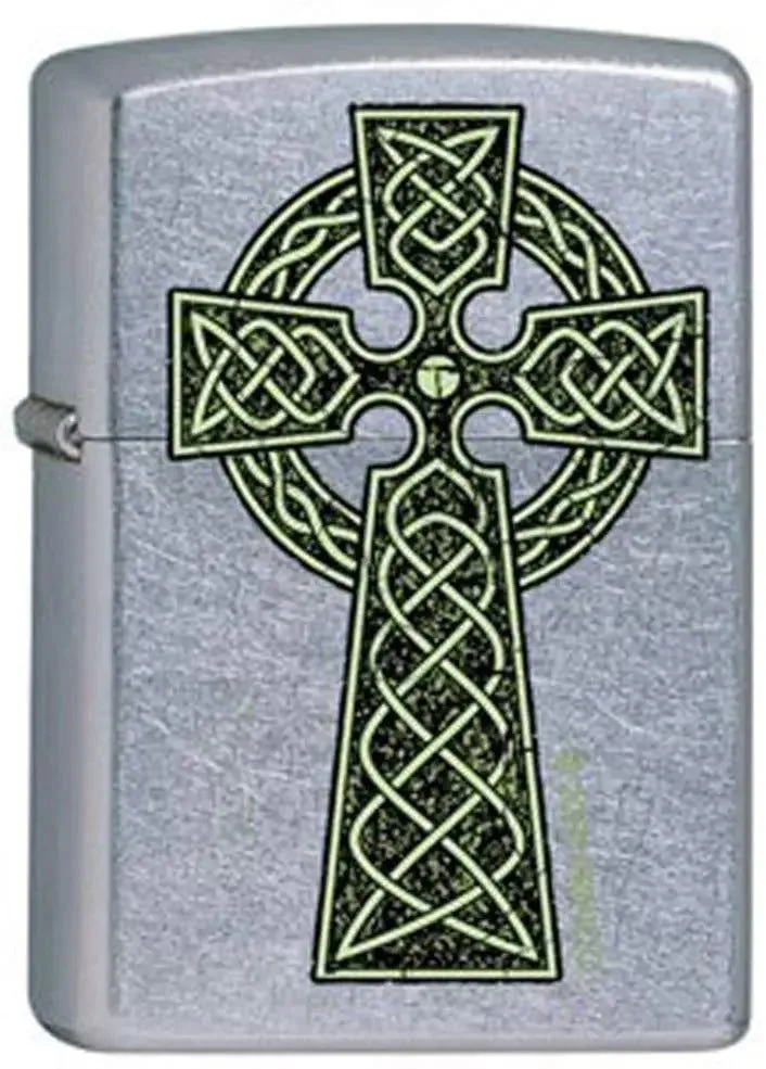 Zippo Lighter - Celtic Irish Green Knot Cross