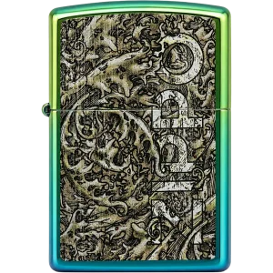 Zippo Lighter - High Polish Teal Zippo Logo Design